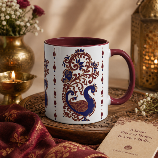 Royal Peacock Kalamkari Mug